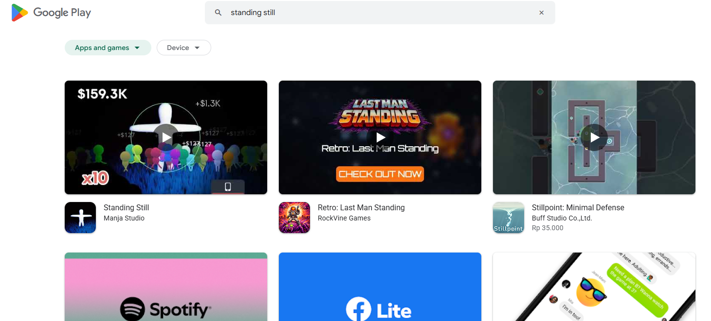 Standing Still on Playstore